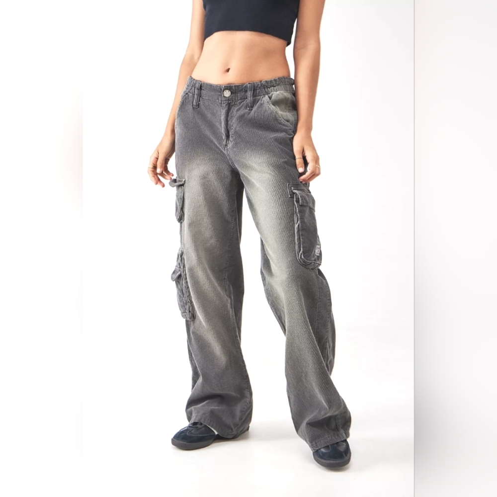 Urban Outfitters BDG Gray Corduroy Wide Leg Cargo Pants S